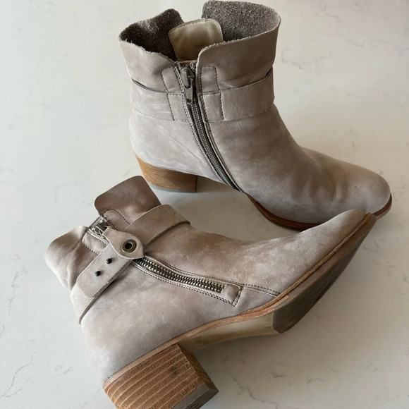 Paul Green Gray taupe suede leather zipper buckle ankle boots size: 7.5US/ 5UK - Picture 5 of 10